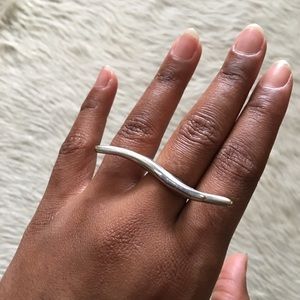 Knuckle Bar Ring Silver plate over Brass sz 6.5/7